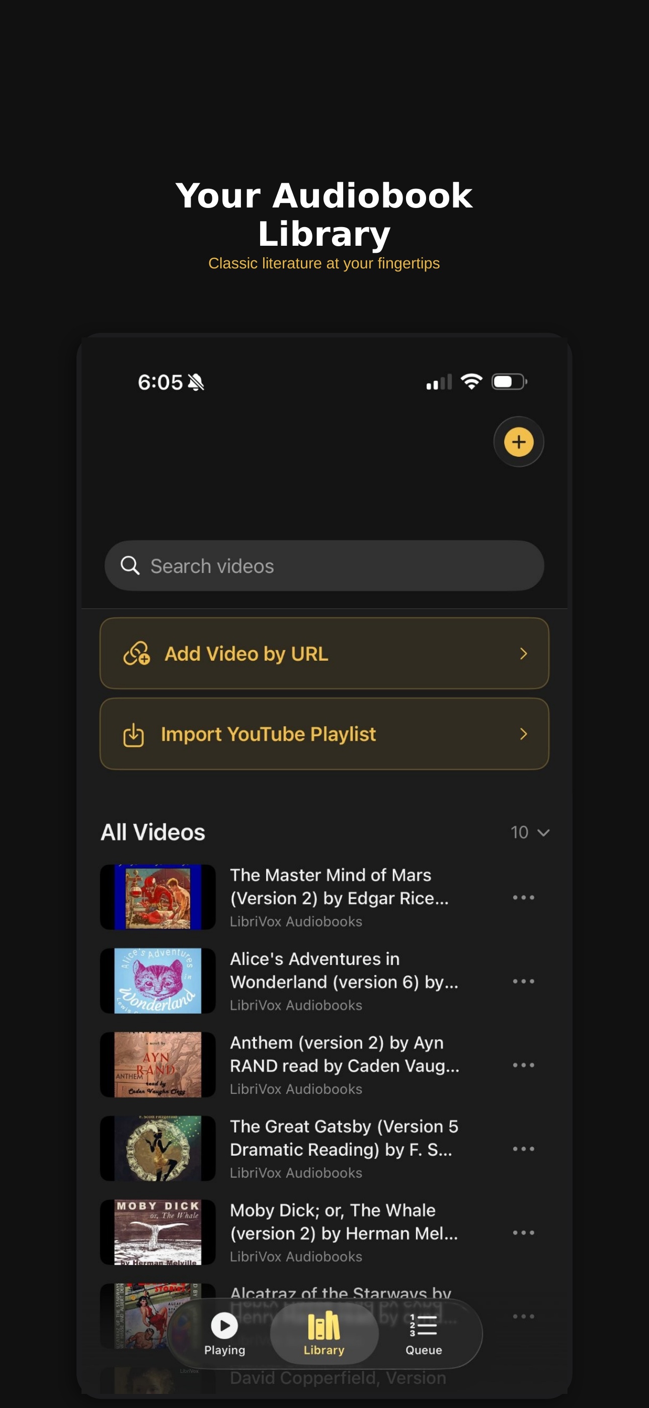 RestReader library — browse and search your audiobook collection